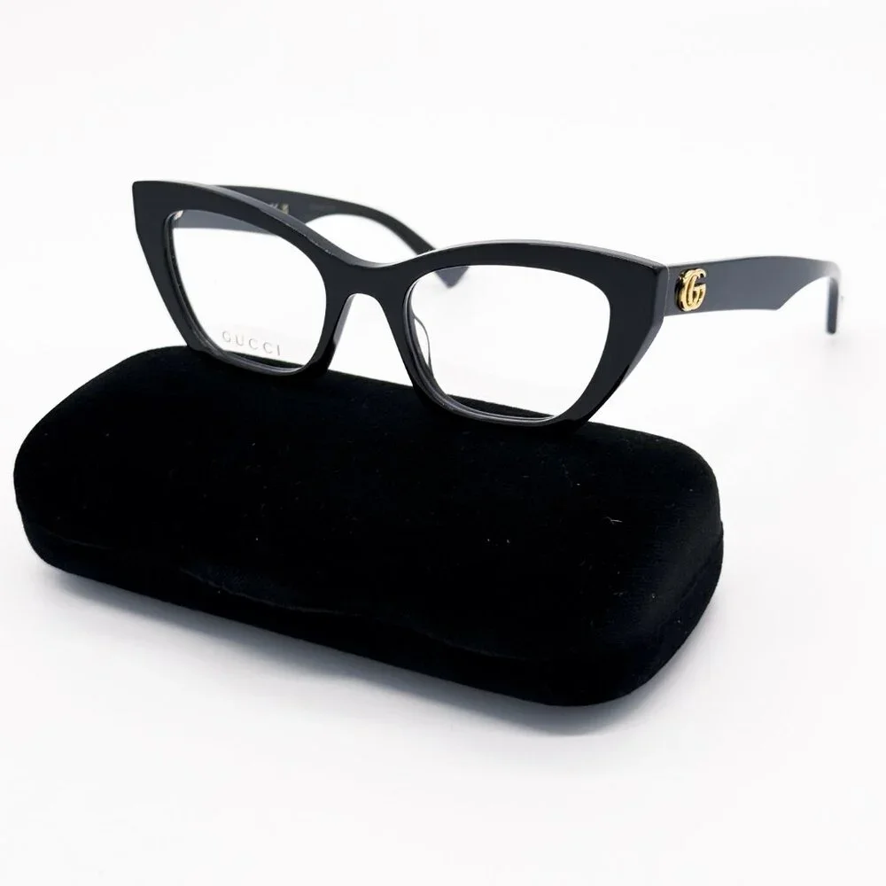 NEW GUCCI GG1334O 001 EYEGLASSES WOMEN BLACK CAT EYE EYEWEAR GUCCI